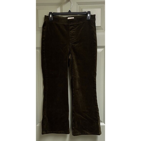 ANTHROPOLOGIE PILCRO Corduroy Jeans Women Small Dark Green Flare Bootcut Pull On - Picture 1 of 14
